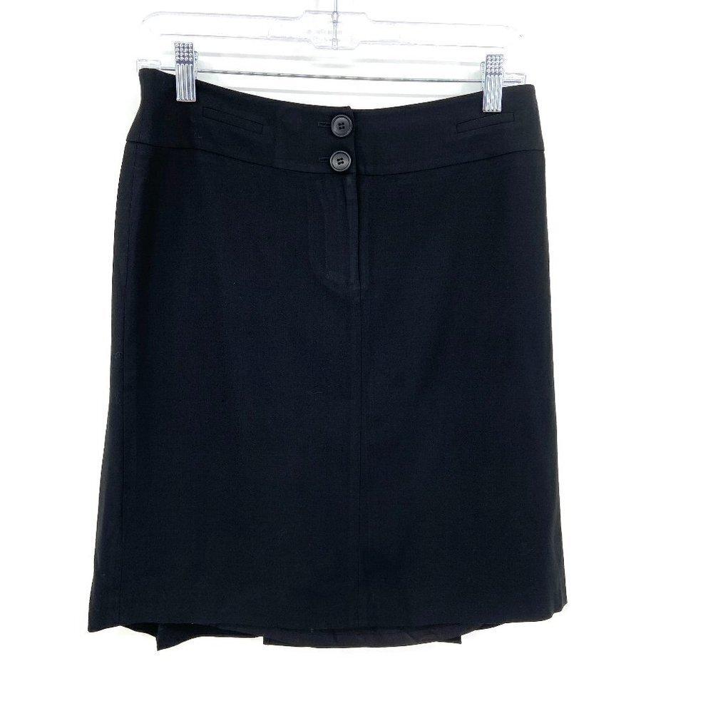ANN TAYLOR LOFT Black Wool Blend Straight Pleated Back Skirt Size 2